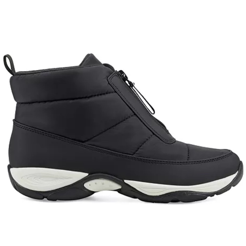 New Easy Spirit Edele Black Zip-Front Quilted Ankle Booties